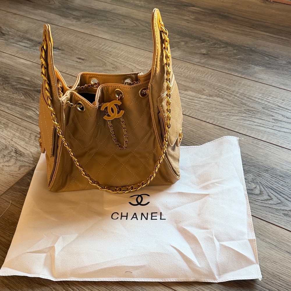 C hanel 25 look a like Tan Quilted Leather Shoulder Bag